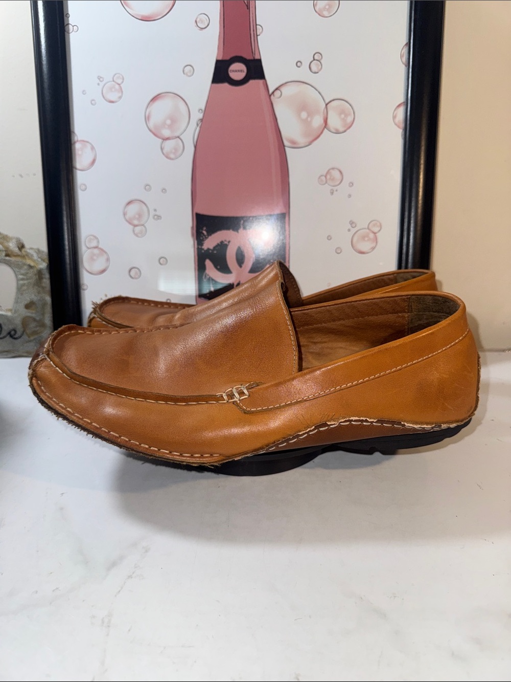 Steve Madden Men's Novo Cognac Leather Slip-On Loafers Size 12
